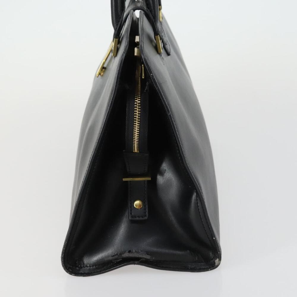 SAINT LAURENT Kabas Hand Bag Leather Black Gold Auth ki6216 - Picture 3 of 16